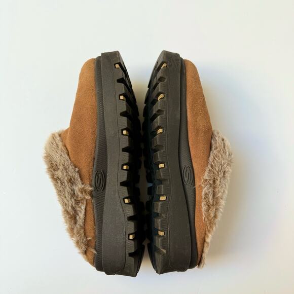 Skechers Brown Black Fuzzy inside Fortress Clog Slipper Shoes Women's 8 - Picture 6 of 11